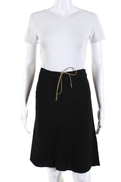 Theory Women's Drawstring A-Line Casual Midi Skirt Black Size 8