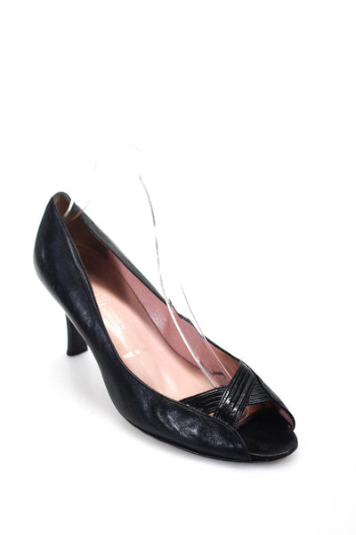 Amalfi Womens Leather Open Toe Pumps Black Size 8.5 B