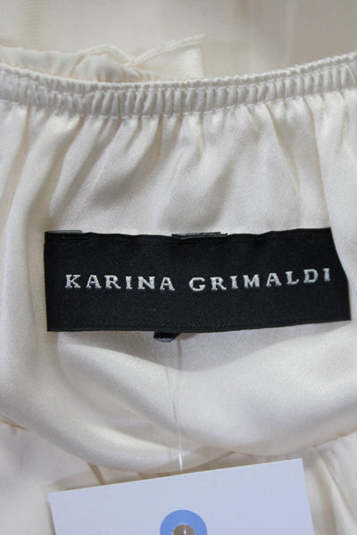 Karina Grimaldi Womens Ruffle Off-the-Shoulder Elastic Waist Romper White Size S