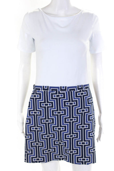 Michael Michael Kors Womens Black Blue Cotton Printed Pencil Skirt Size 6