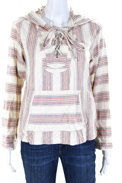 Textile Elizabeth and James Women's Striped Pullover Hoodie Pink Size XS