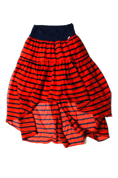 Junior Gaultier Juniors Girls Striped Chiffon High Low Skirt Red Blue Size 14