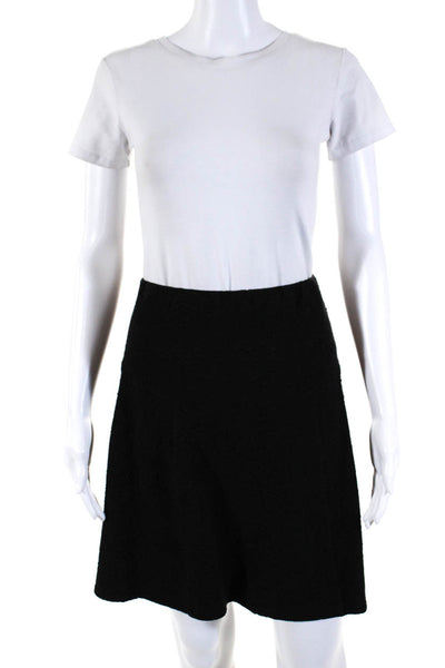 J. Mclaughlin Womens Smocked Solid Knit Flare Mini Skirt Black Size Large