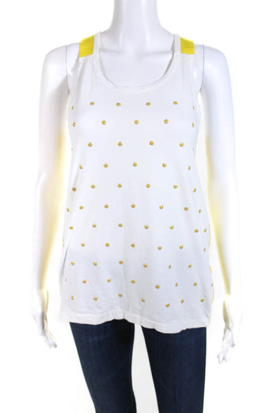 Adidas by Stella McCartney Womens Polka Dot Tank Top White Yellow Size Medium
