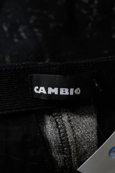 Cambio Womens Zip Front Abstract Metallic Straight Leg Pants Black Size Medium