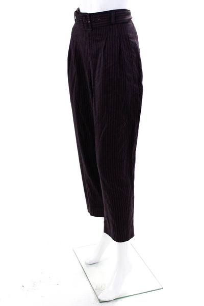 Cartonnier Anthropologie Womens Side Zip Striped Straight LEg Pants Red Size 12