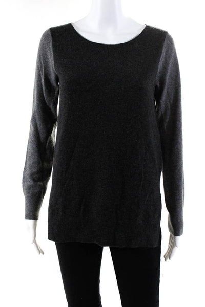 Club Monaco Womens Cashmere Color Block Long Sleeve Sweater Gray Size S