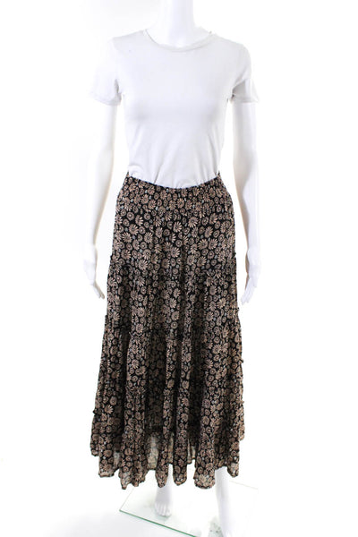 Cool Change Womens Cinched Floral Flare Maxi Skirt Black Size XS