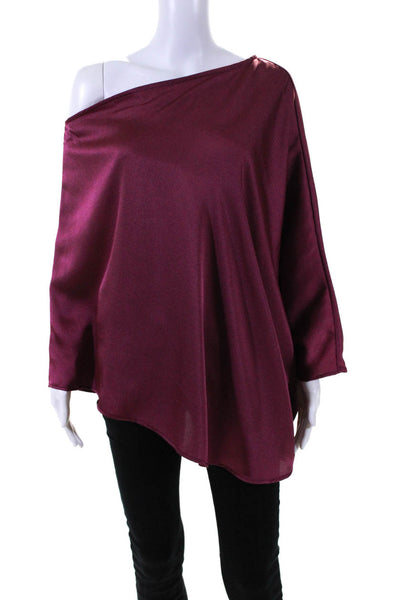 Tyche Women's Loose Fit One Shoulder Blouse Burgundy Size S
