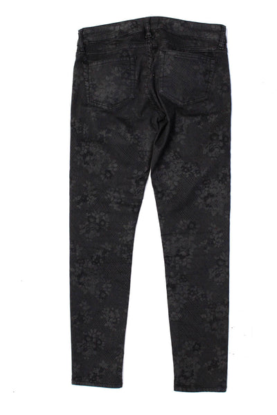 The Kooples Womens Floral Grid Print 5-Pocket Skinny Pants Black Size EUR24