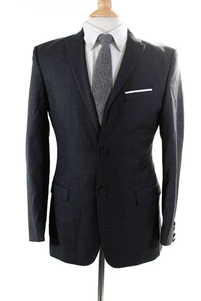 The Kooples Mens Two Button Pointed Lapel Classic Blazer Jacket Gray Wool IT 46