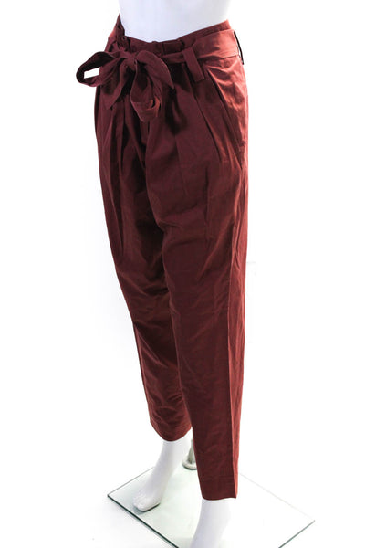 Sonia Rykiel Womens High Rise Pleated Front Belted Pants Red Cotton Size EUR 38
