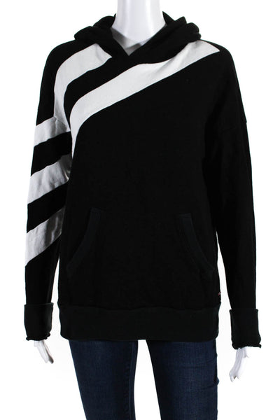 Philanthropy Womens Cotton Knit Striped Hoodie Sweatshirt Black Size S