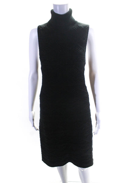 Calvin Klein Womens Turtleneck Knit Sleeveless Dress Black Size Medium