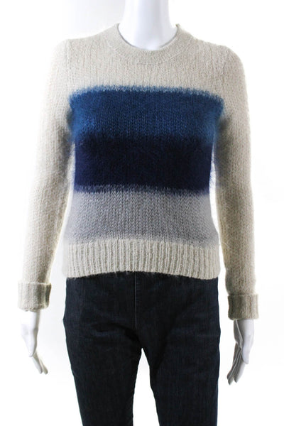 Rag & Bone Womens Thick Knit Gradient Crew Neck Sweater Blue Ecru Size XXS