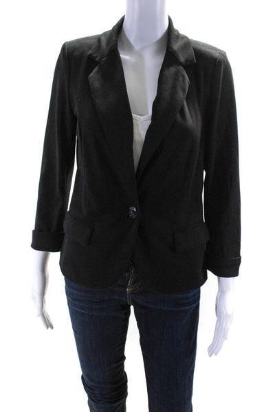 Catherine Malandrino Womens Black Knit One Button Long Sleeve Blazer Top Size S