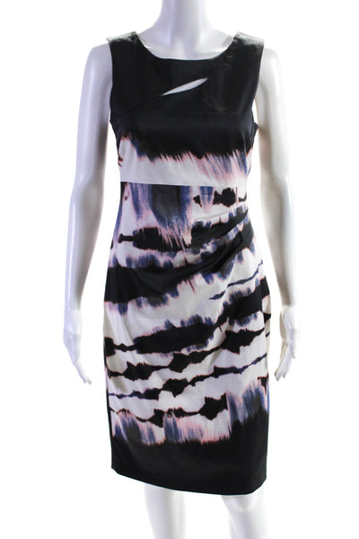 Karen Millen Womens Abstract Print Ruched Dress Multi Colored Size 8