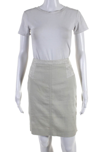 Comptoir Des Cotonniers Womens Knee Length Pencil Skirt Beige Linen Size Small