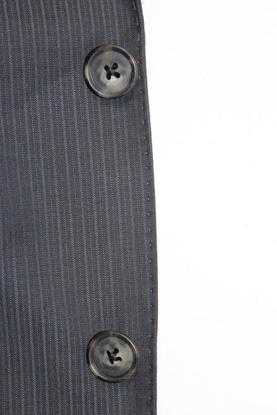 Black Saks Fifth Avenue Mens Wool Striped Two Button Blazer Jacket Gray Size 42