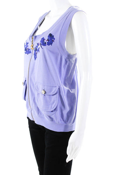 Just Cavalli Womens Orchid Print Full Zip Jersey Vest Light Purple Size Large