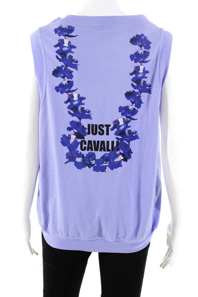 Just Cavalli Womens Orchid Print Full Zip Jersey Vest Light Purple Size Large