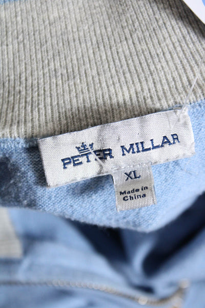 Peter Millar Mens Light Blue Cotton Knit Mock Neck Pullover Sweater Top Size XL