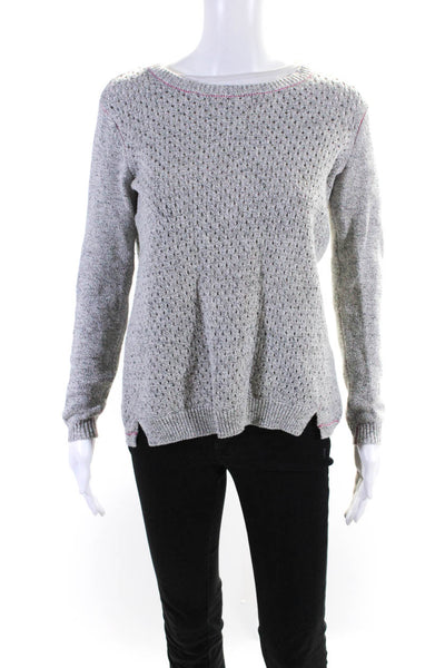 Rebecca Taylor Womens Gray Cotton Knit Open Back Long Sleeve Sweater Top Size S
