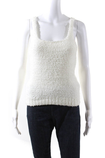Skims Womens Cozy Knit Boucle Crop Tank Top White Size S/M