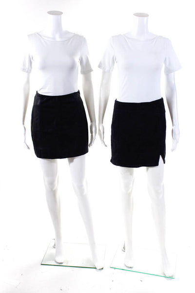 Free People Womens Faux Leather Denim Pencil Skirts Black Size 2 Medium Lot 2