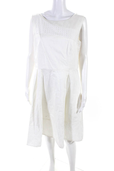 Calvin Klein Women's Embroidered Sleeveless A Line Dress White Size 14