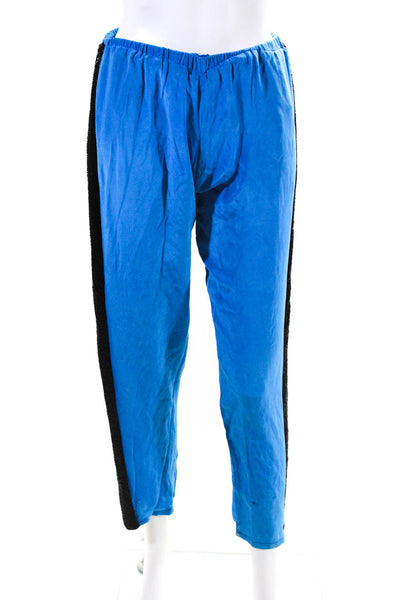 Karina Grimaldi Women's Silk Embellished Stretch Pants Blue Size S
