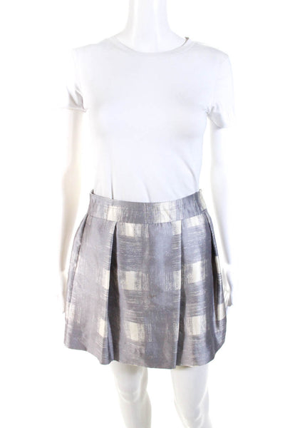 Marc By Marc Jacobs Women's Silk Printed A Line Mini Skirt Gray Size 2