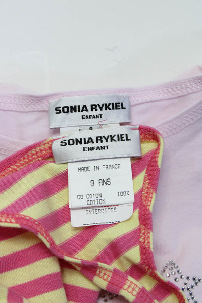 Sonia Rykiel Enfant Girls T-Shirt One Shoulder Dress Pink Yellow Size 8 Lot 2