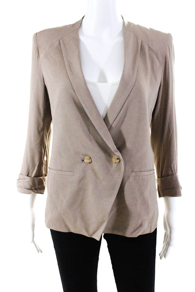 Helmut Lang Womens Brown Double Breasted Long Sleeve Blazer Size 4