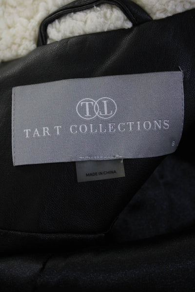 Tart Collections Womes Faux Leather Biker Jacket Black Size Small