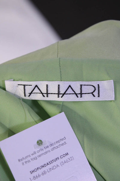 Tahari Womens 3/4 Sleeve Button Front Tie Neck Silk Jacket Green Size 6