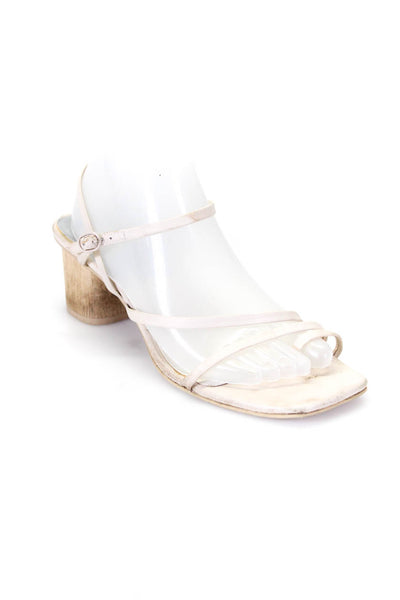 Dolce Vita Womens Leather Strappy Low Heels Sandals Ivory Size 9.5