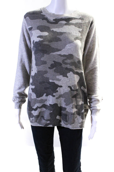 Brand Unique Womens Scoop Neck Camouflage Wool Sweater Gray Size 1
