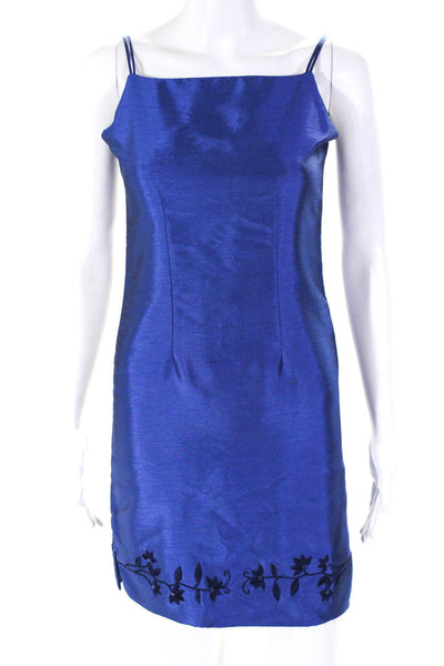 Zoe LTD Womens Solid Floral Detail Thin Strap Dress Coat Set Blue Size 6
