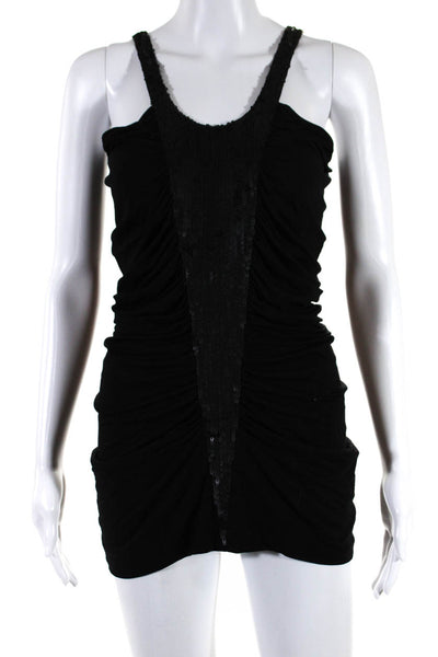 Catherine Malandrino Women's Sleeveless V-neck Ruched Mini Dress Black Size S