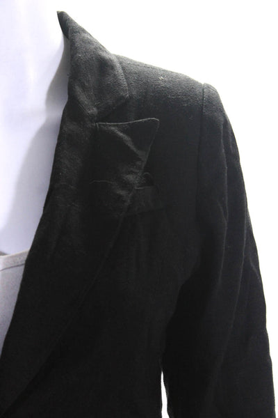 Vintage Havana Womens Linen Single Button Blazer Jacket Black Size Small