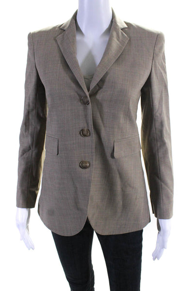 Theory Womens Button Down Suit Jacket Beige Wool Size 2
