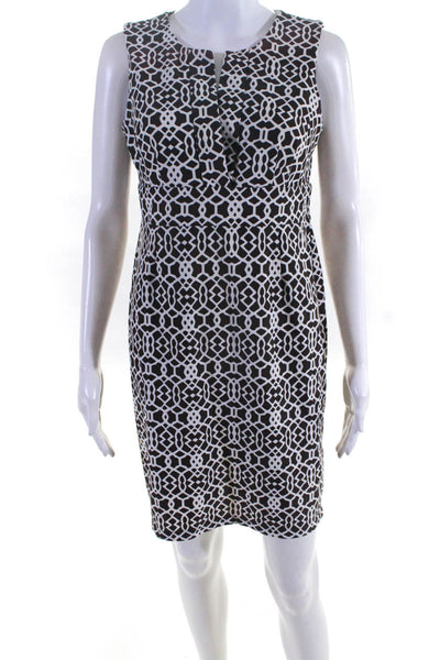 Jude Connally Womens Abstract Print Sleeveless Dress Brown White Size Medium