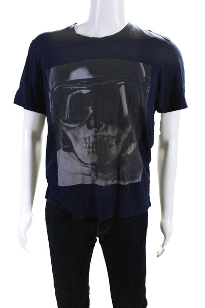 Sport The Kooples Mens Short Sleeve Graphic Tee Shirt Navy Blue Gray Size Large