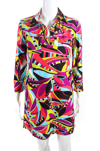Jude Connally Womens Geometric Print Dress Multi Colored Size Extra Small