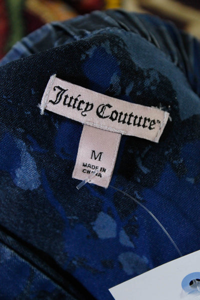 Juicy Couture Womens Paint Print Full Zip Bomber Jacket Blue Black Size M