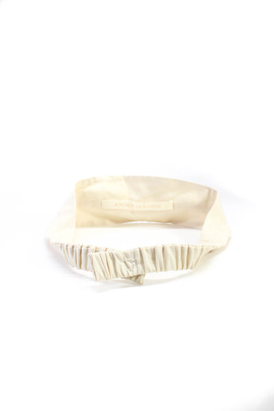 Anna Mason Womens Button Strap Solid Headband White Cotton One Size