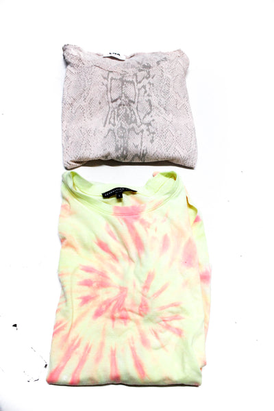 Generation Love LNA Womens Tie Dyed Snakeskin Print Tee Shirts Pink Small Lot 2