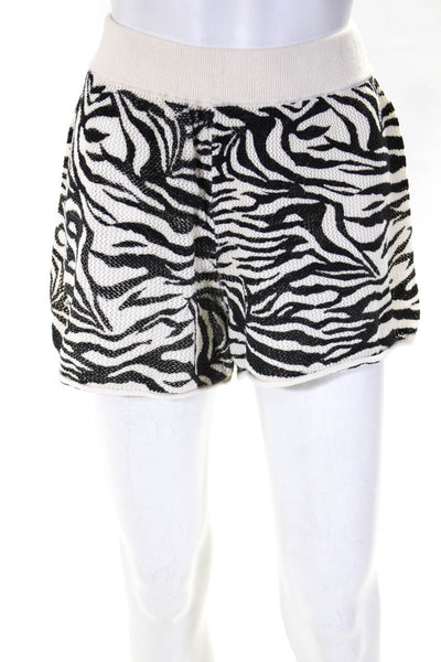 Suboo Women's High Waisted Zebra Print Shorts White Black Size M