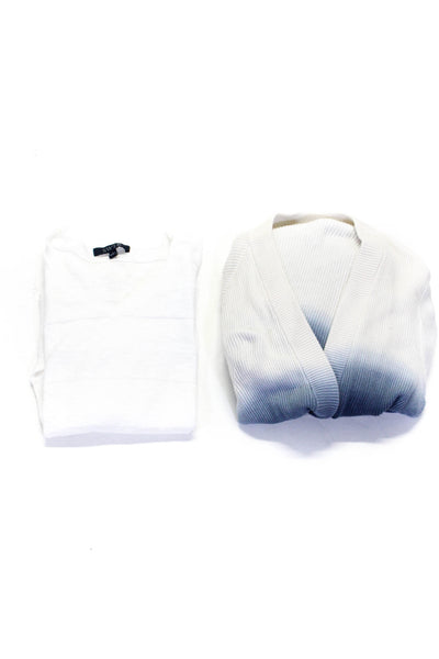 SWTR Women's V-Neck Sweater White Blue Size S Lot 2